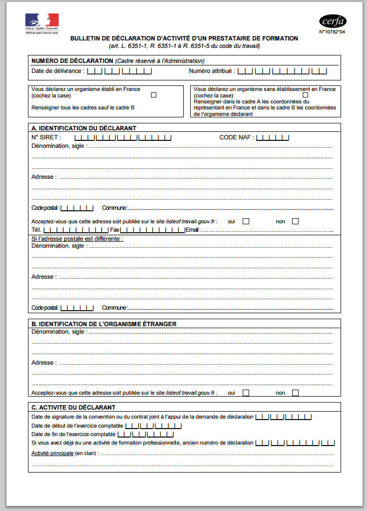 Les formalités de création et de fonctionnement des organismes de